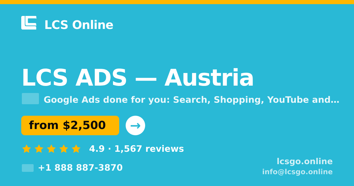 LCS ADS in Austria — from $2,500/mo, rated 4.9/5 by 1567 clients. LCS Online.
