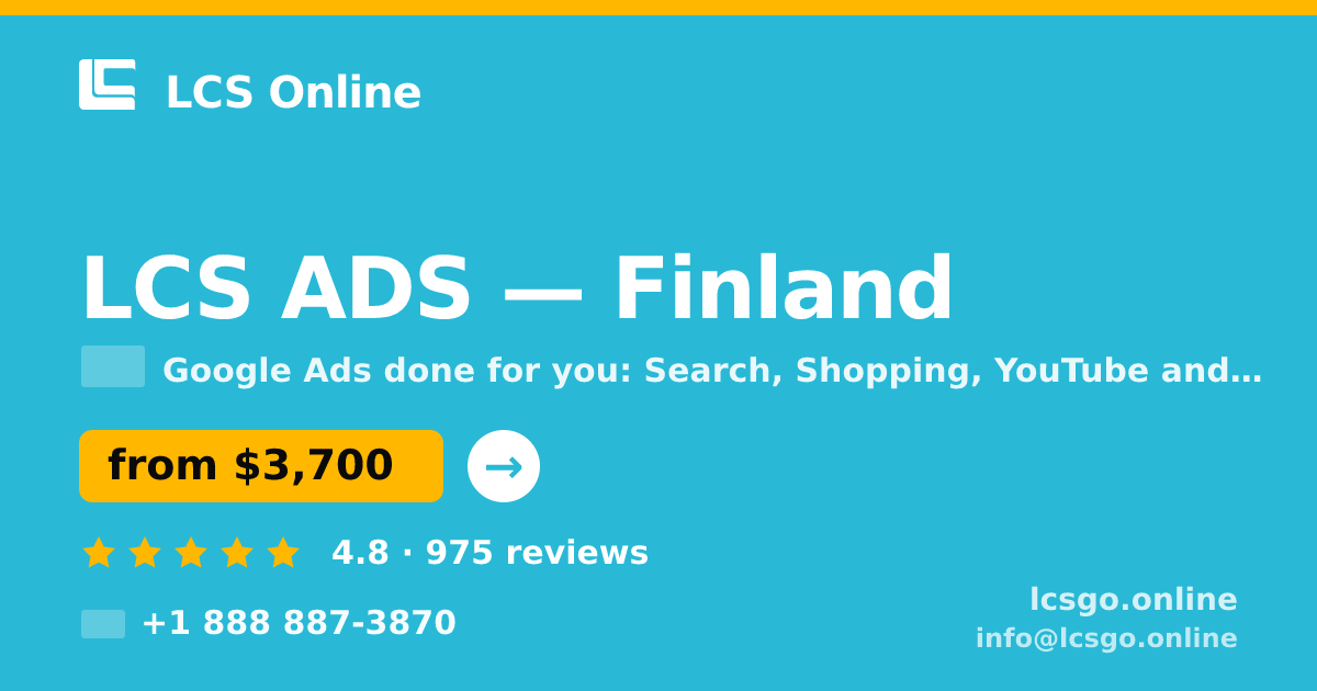 LCS ADS in Finland — from $3,700/mo, rated 4.8/5 by 975 clients. LCS Online.