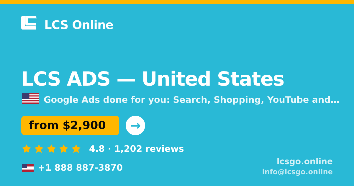 LCS ADS in United States — from $2,900/mo, rated 4.8/5 by 1202 clients. LCS Online.