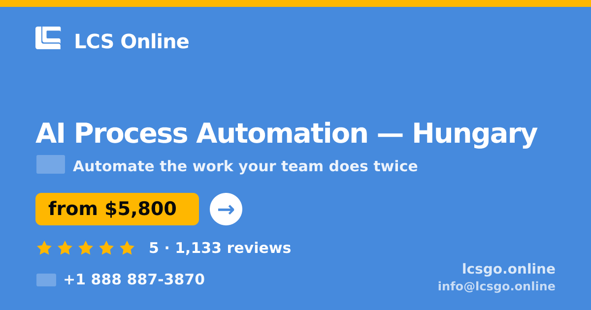 AI Process Automation in Hungary — from $5,800, rated 5/5 by 1133 clients. LCS Online.