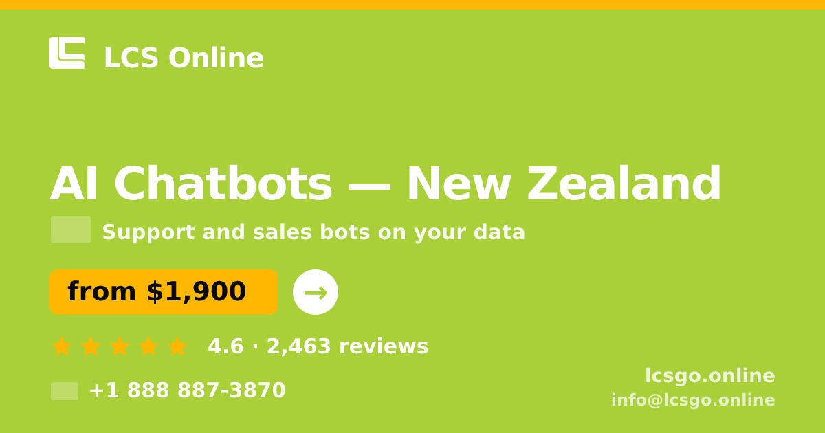 AI Chatbots in Christchurch — from $2,100/mo, rated 4.7/5 by 2222 clients. LCS Online.