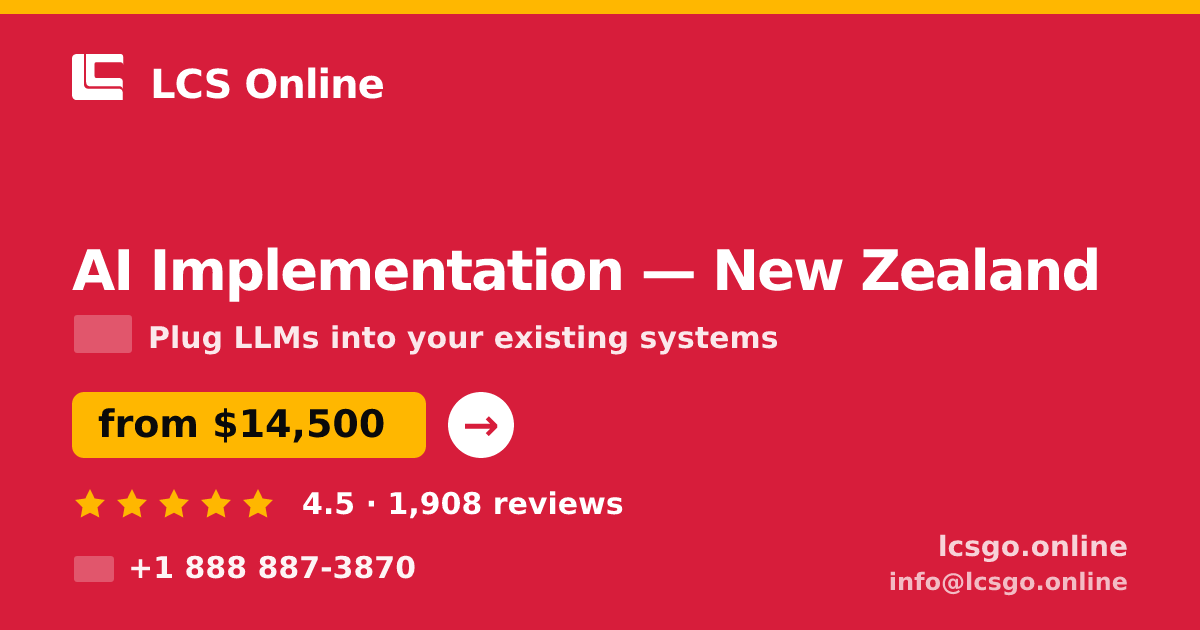 AI Implementation in Christchurch — from $14,500, rated 4.9/5 by 1201 clients. LCS Online.