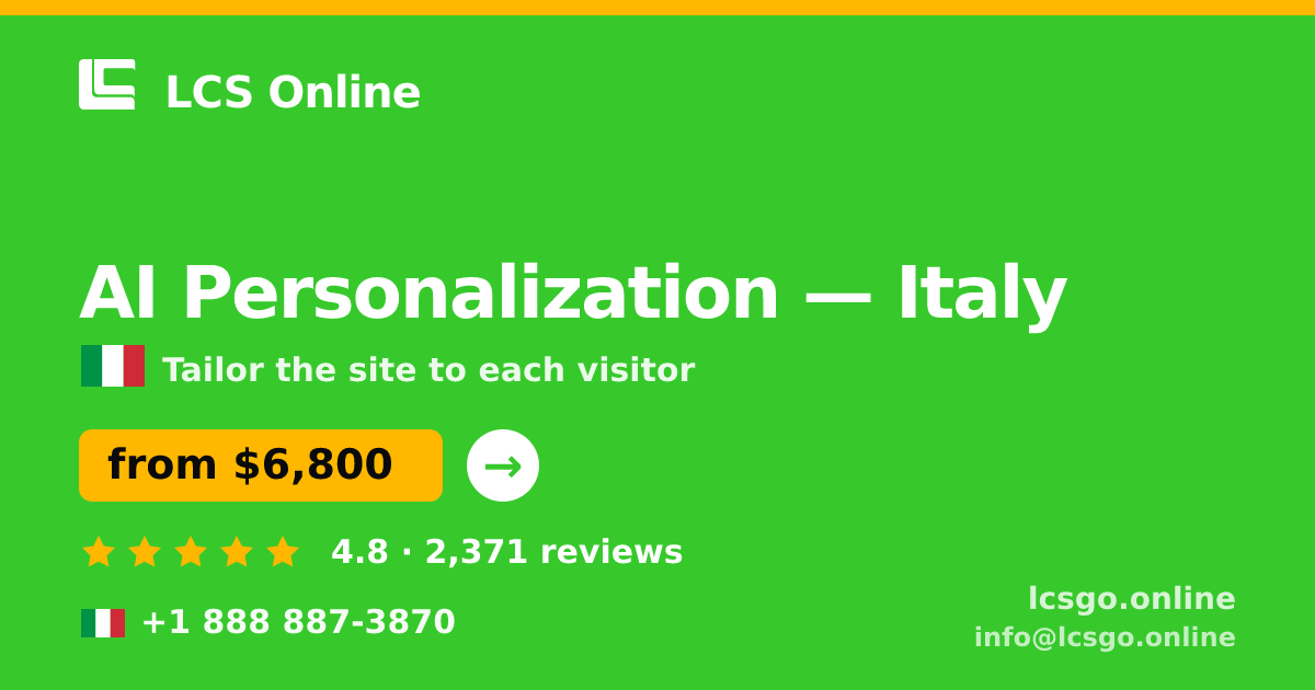 AI Personalization in Rome — from $6,700, rated 4.6/5 by 1289 clients. LCS Online.