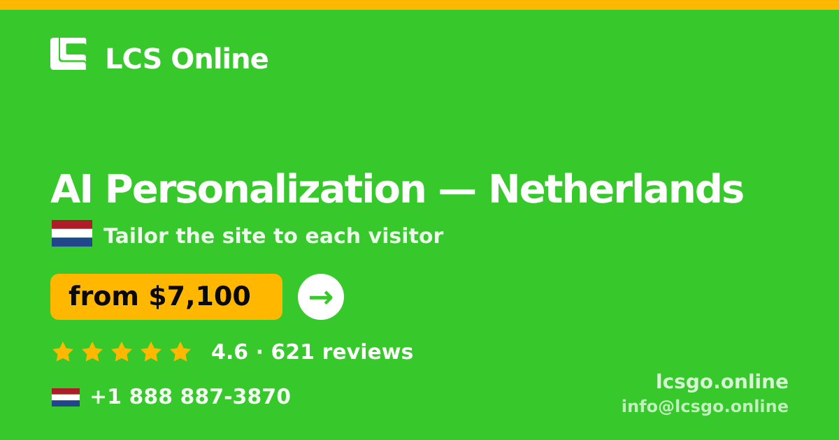 AI Personalization in The Hague — from $8,200, rated 5/5 by 414 clients. LCS Online.
