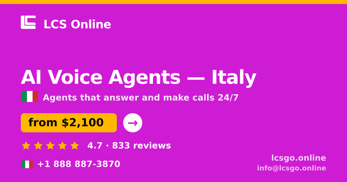 AI Voice Agents in Rome — from $2,200/mo, rated 4.9/5 by 1355 clients. LCS Online.
