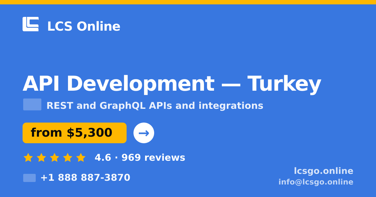 API Development in Turkey — from $5,300, rated 4.6/5 by 969 clients. LCS Online.