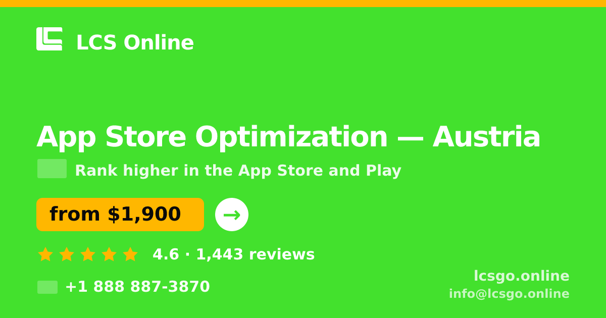 App Store Optimization in Linz — from $1,700/mo, rated 4.6/5 by 2771 clients. LCS Online.