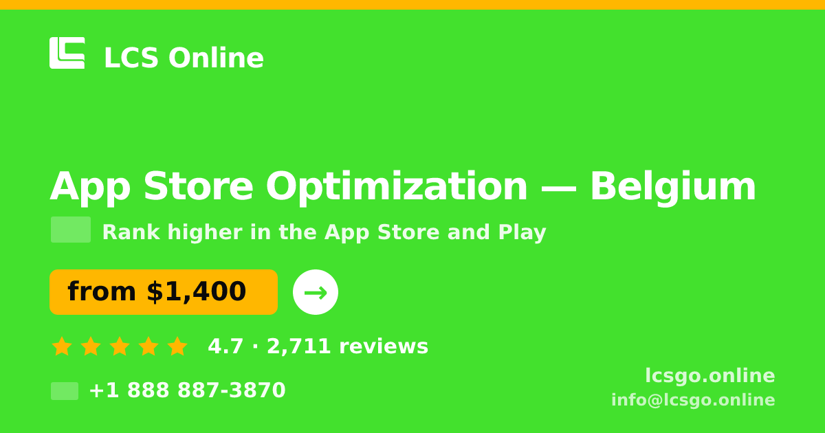 App Store Optimization in Brussels — from $1,500/mo, rated 4.9/5 by 1814 clients. LCS Online.