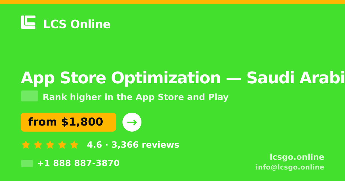 App Store Optimization in Jeddah — from $2,200/mo, rated 4.6/5 by 977 clients. LCS Online.