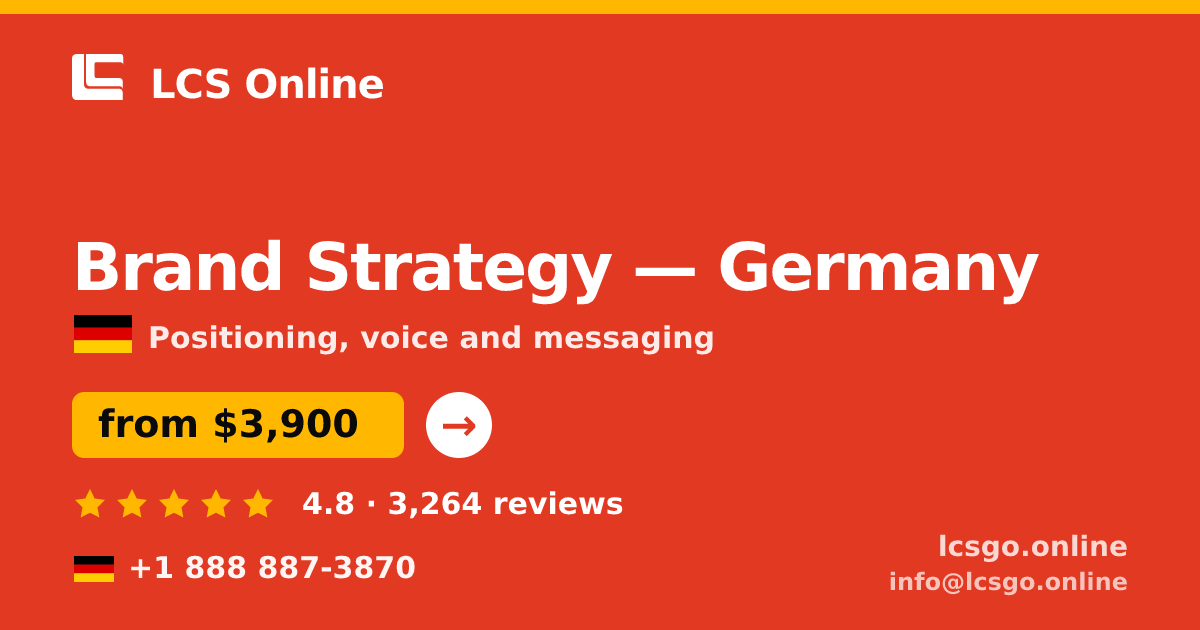 Brand Strategy in Cologne — from $3,700, rated 4.8/5 by 2011 clients. LCS Online.