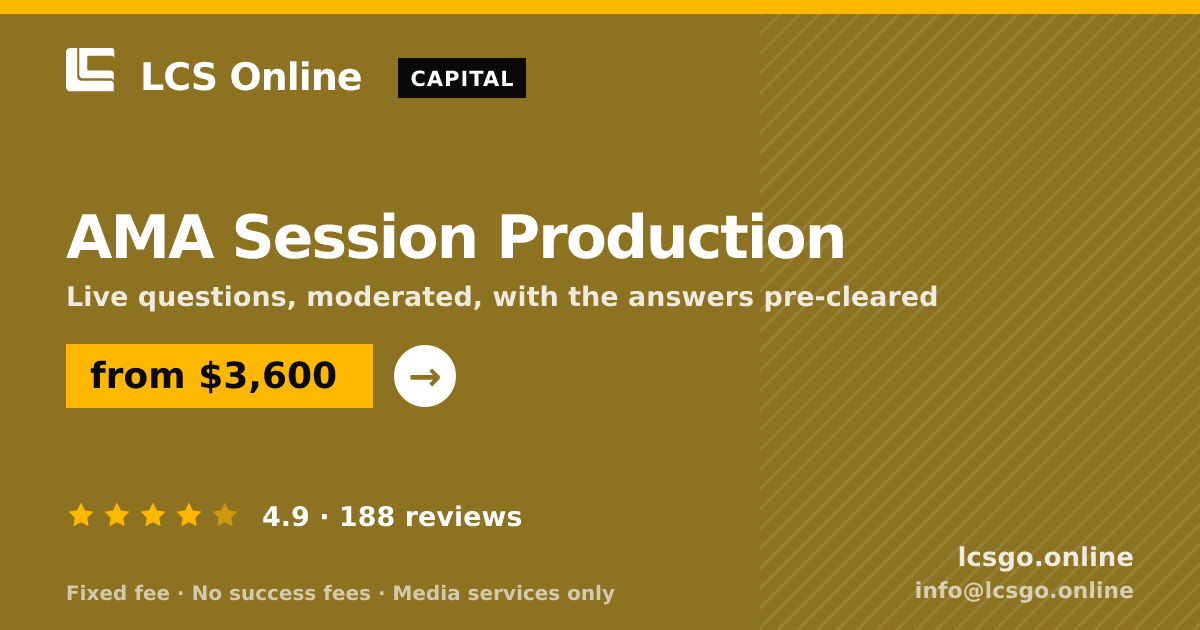 AMA Session Production — from $3,600, rated 4.9/5 across 188 reviews. LCS Online.