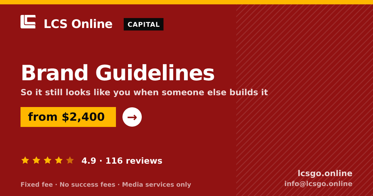 Brand Guidelines — from $2,400, rated 4.9/5 across 116 reviews. LCS Online.