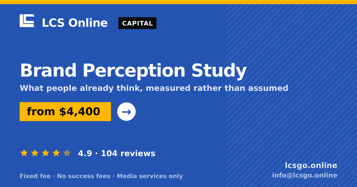 Brand Perception Study — from $4,400, rated 4.9/5 across 104 reviews. LCS Online.
