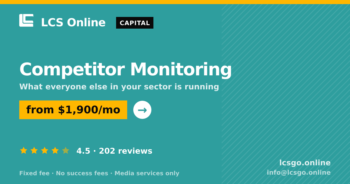 Competitor Monitoring — from $1,900/mo, rated 4.5/5 across 202 reviews. LCS Online.