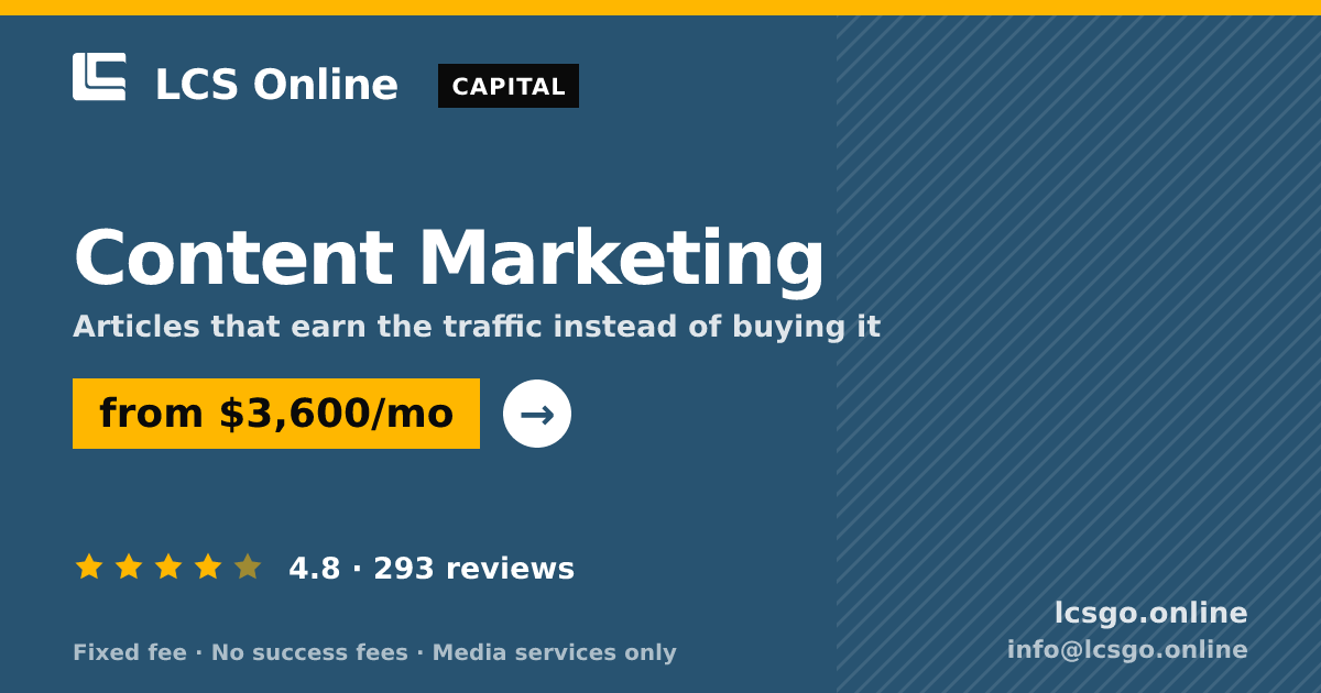 Content Marketing — from $3,600/mo, rated 4.8/5 across 293 reviews. LCS Online.