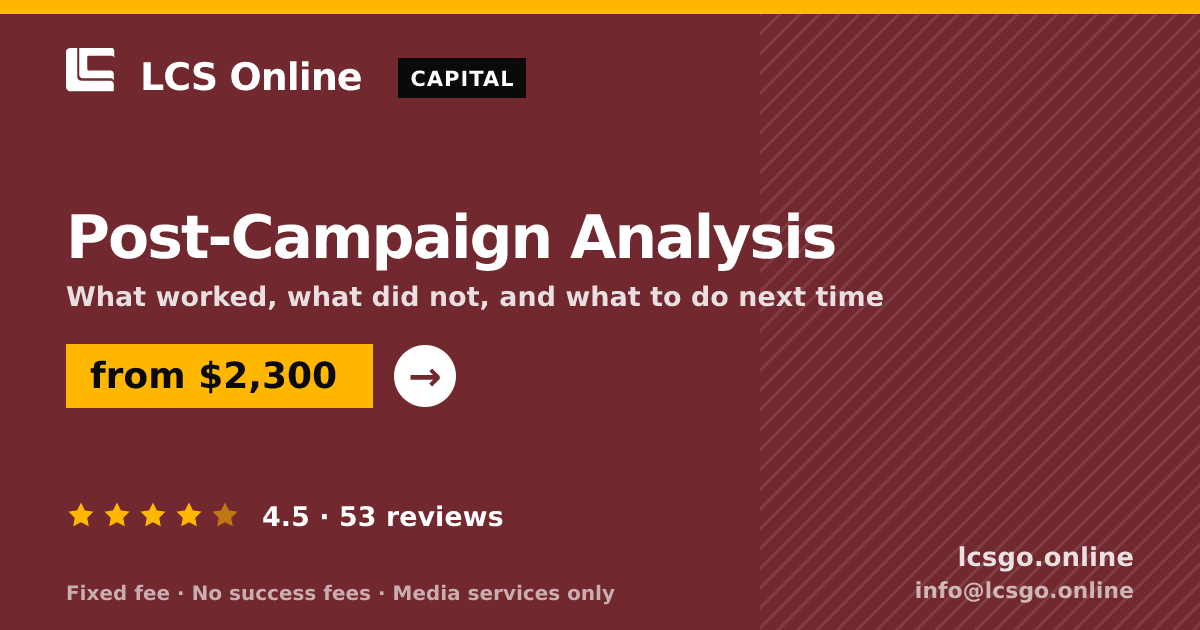 Post-Campaign Analysis — from $2,300, rated 4.5/5 across 53 reviews. LCS Online.