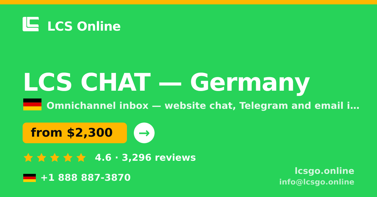 LCS CHAT in Germany — from $2,300/mo, rated 4.6/5 by 3296 clients. LCS Online.