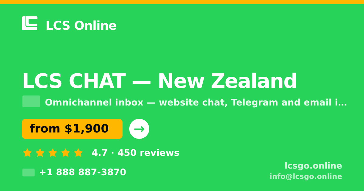 LCS CHAT in New Zealand — from $1,900/mo, rated 4.7/5 by 450 clients. LCS Online.