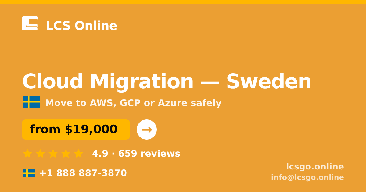 Cloud Migration in Malmö — from $17,500, rated 4.9/5 by 2289 clients. LCS Online.