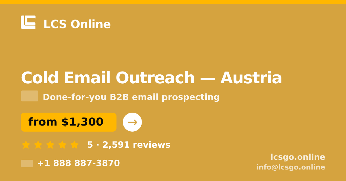 Cold Email Outreach in Linz — from $1,600/mo, rated 5/5 by 3119 clients. LCS Online.