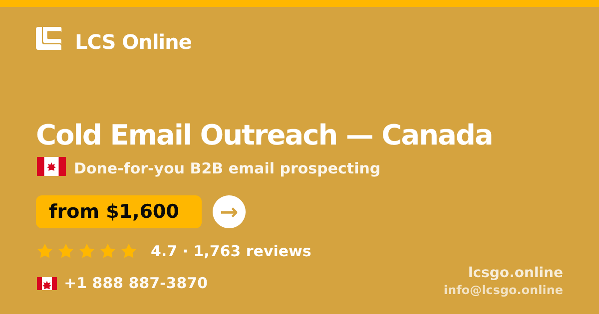 Cold Email Outreach in Calgary — from $1,600/mo, rated 4.6/5 by 3195 clients. LCS Online.