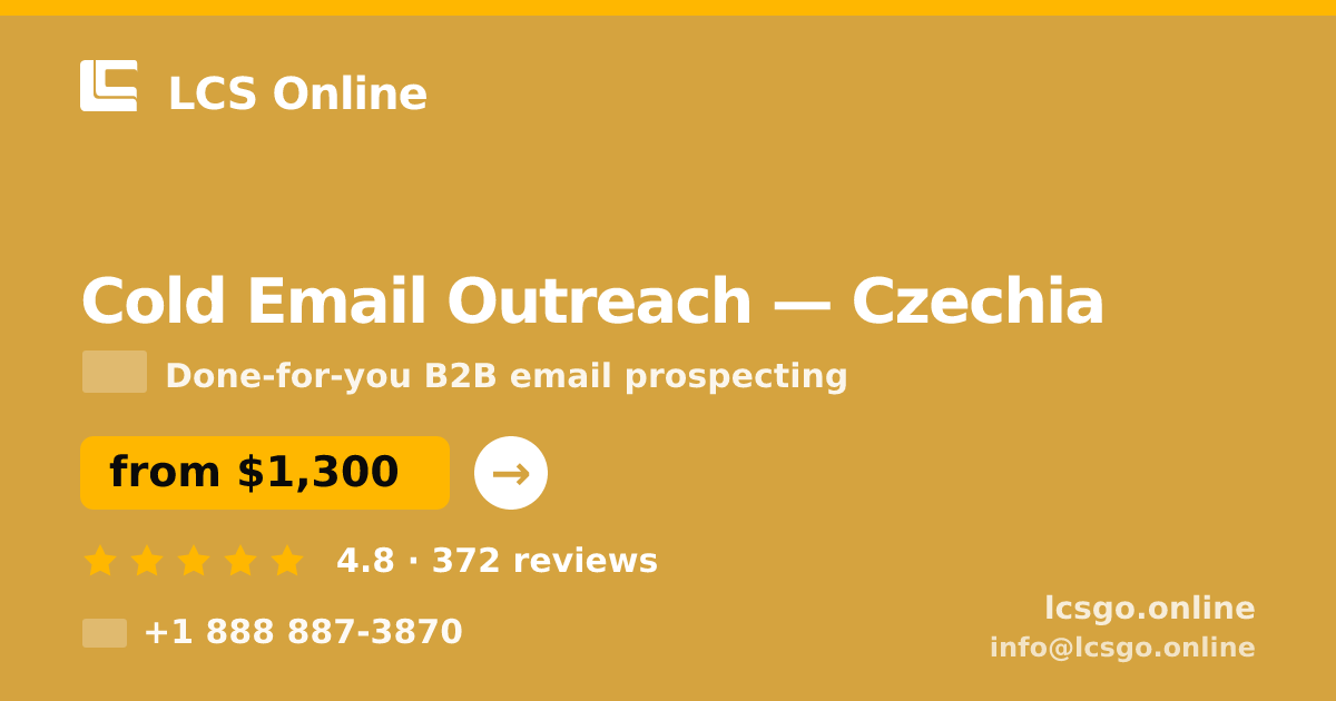 Cold Email Outreach in Czechia — from $1,300/mo, rated 4.8/5 by 372 clients. LCS Online.