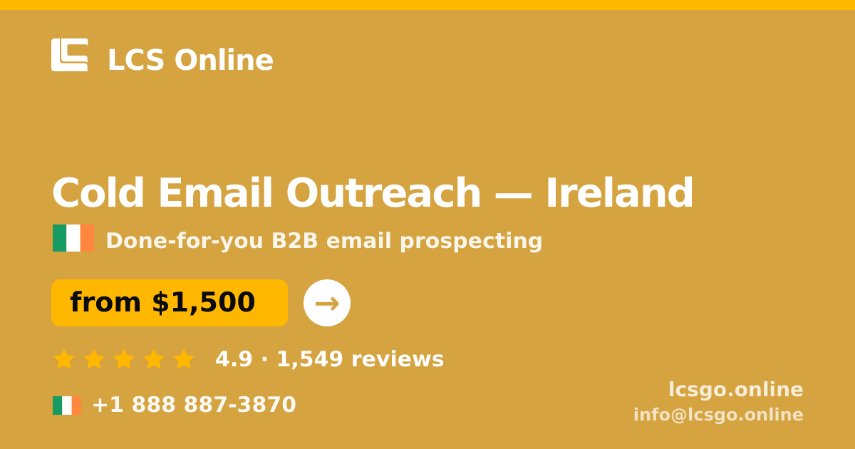 Cold Email Outreach in Cork — from $1,500/mo, rated 4.9/5 by 1280 clients. LCS Online.