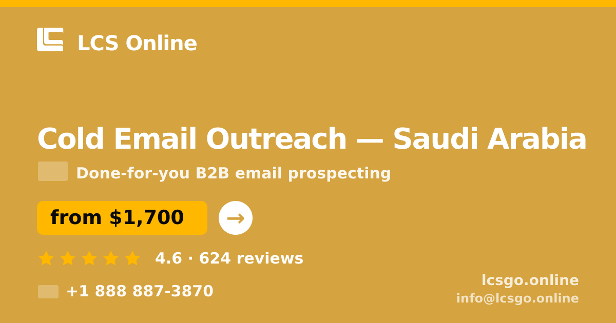 Cold Email Outreach in Jeddah — from $1,900/mo, rated 5/5 by 1959 clients. LCS Online.