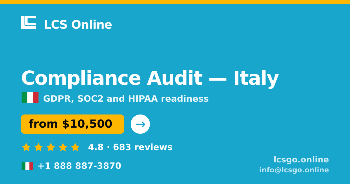 Compliance Audit in Milan — from $8,400, rated 4.8/5 by 2203 clients. LCS Online.
