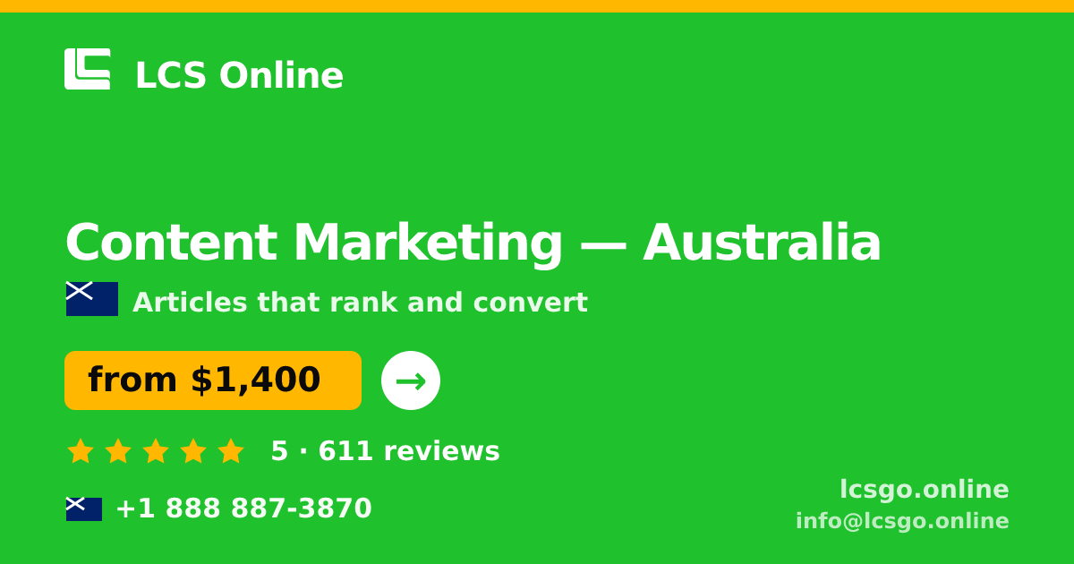 Content Marketing in Brisbane — from $1,900/mo, rated 5/5 by 3380 clients. LCS Online.