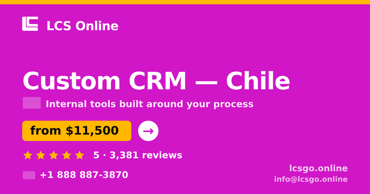 Custom CRM in Chile — from $11,500, rated 5/5 by 3381 clients. LCS Online.