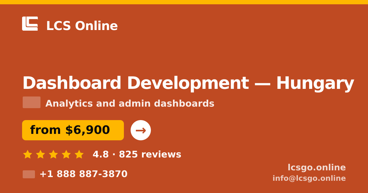 Dashboard Development in Hungary — from $6,900, rated 4.8/5 by 825 clients. LCS Online.