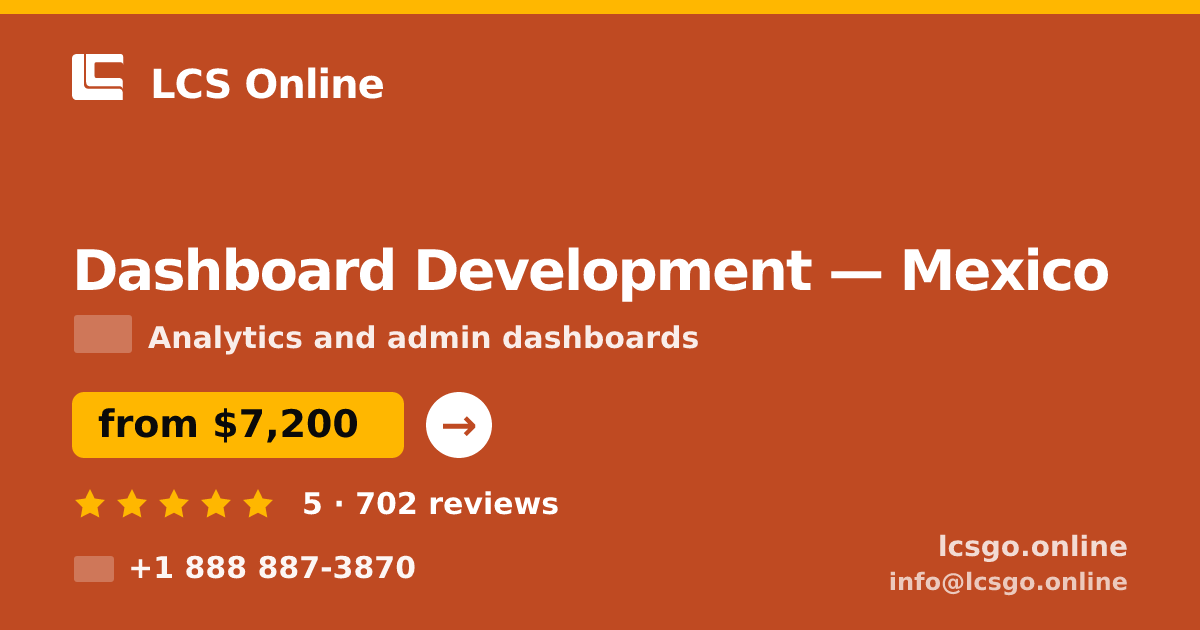 Dashboard Development in Mexico — from $7,200, rated 5/5 by 702 clients. LCS Online.