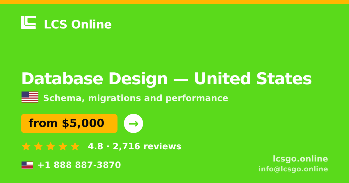Database Design in San Diego — from $7,600, rated 4.8/5 by 2666 clients. LCS Online.