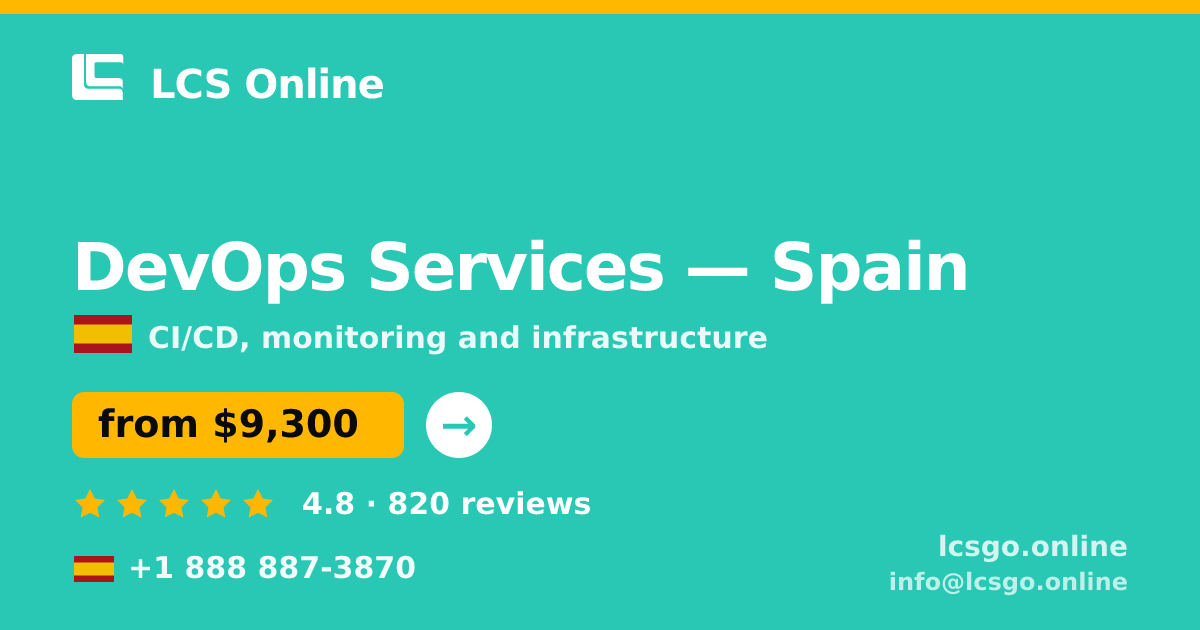 DevOps Services in Spain — from $9,300/mo, rated 4.8/5 by 820 clients. LCS Online.