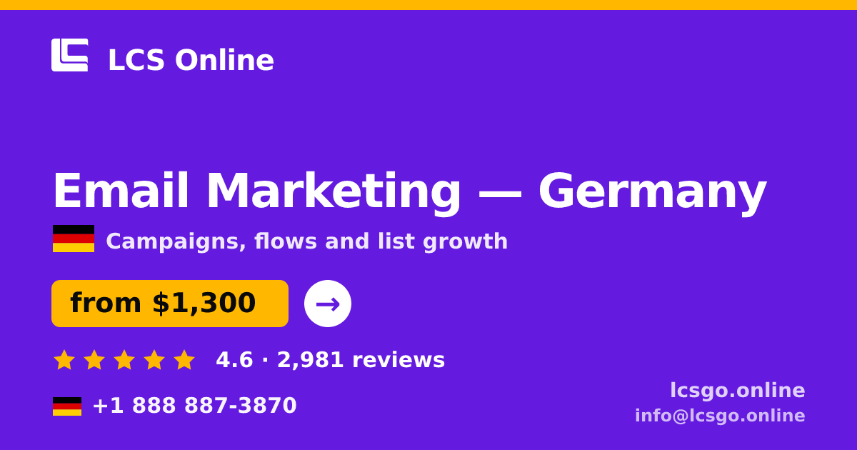 Email Marketing in Munich — from $1,700/mo, rated 4.7/5 by 1669 clients. LCS Online.