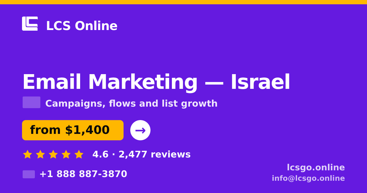 Email Marketing in Jerusalem — from $1,600/mo, rated 4.6/5 by 1900 clients. LCS Online.