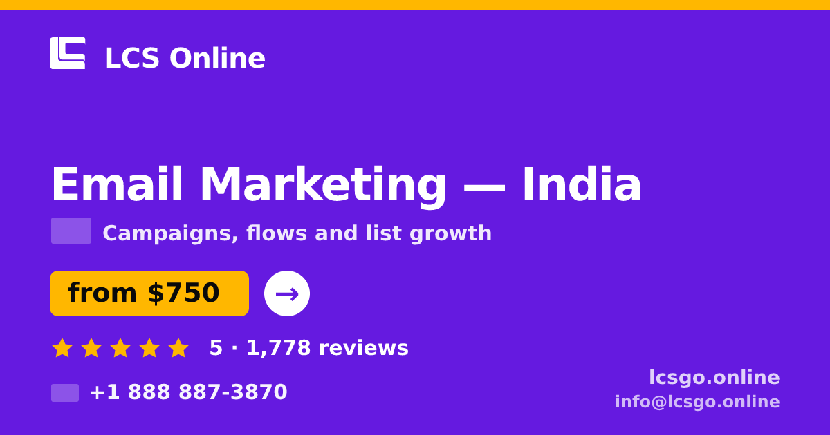 Email Marketing in Chennai — from $350/mo, rated 4.7/5 by 1085 clients. LCS Online.