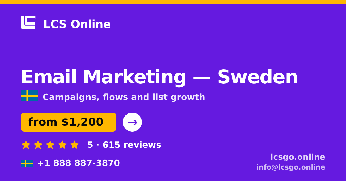 Email Marketing in Stockholm — from $1,200/mo, rated 4.5/5 by 2360 clients. LCS Online.