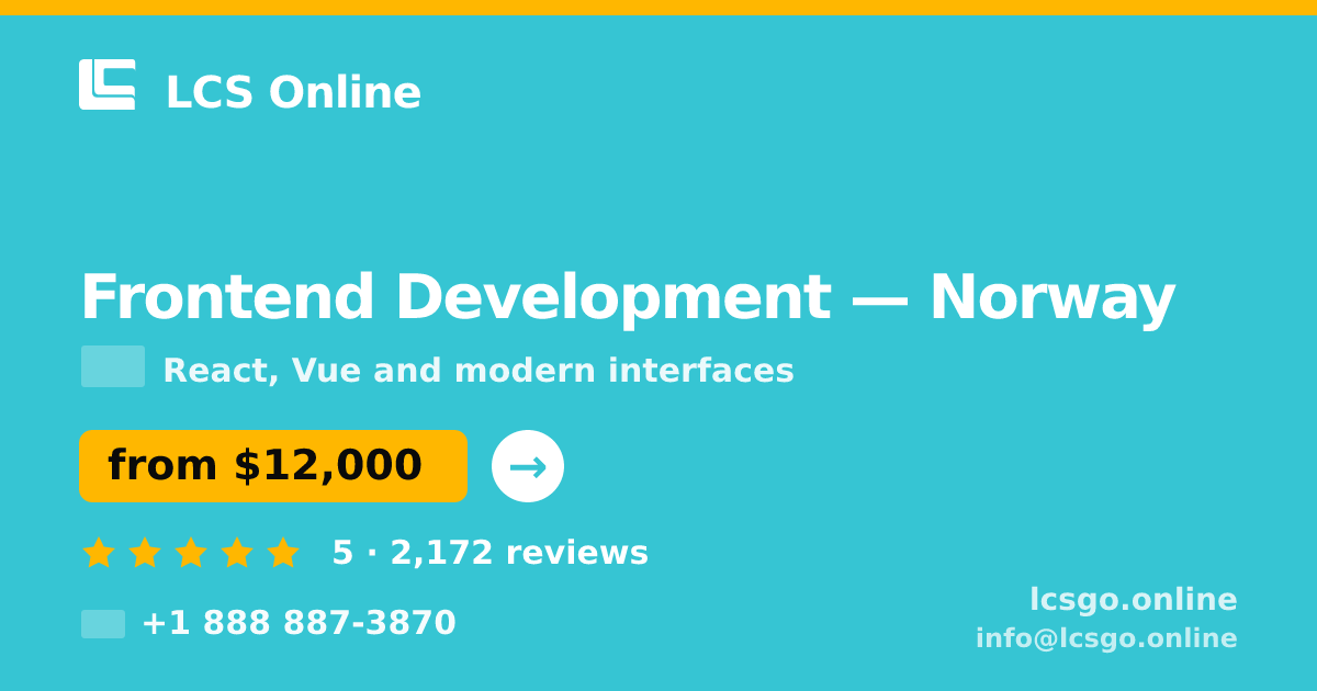 Frontend Development in Norway — from $12,000, rated 5/5 by 2172 clients. LCS Online.