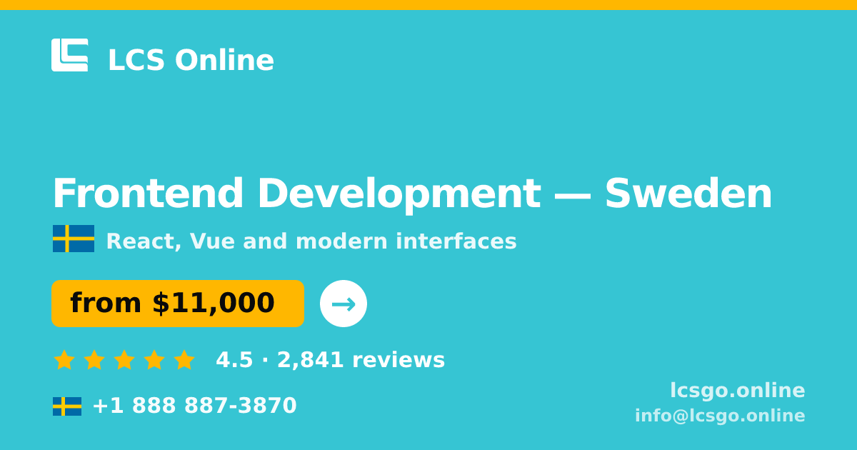 Frontend Development in Malmö — from $10,000, rated 4.6/5 by 2438 clients. LCS Online.