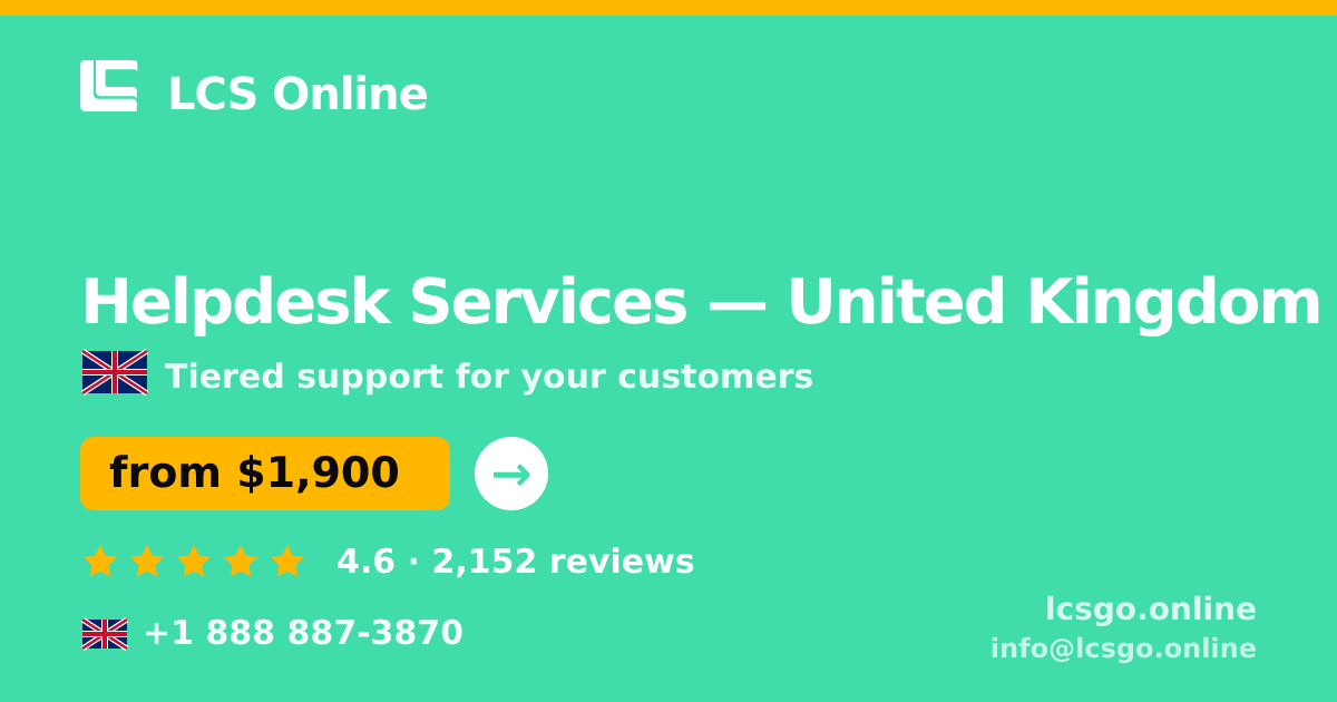 Helpdesk Services in Edinburgh — from $2,400/mo, rated 4.7/5 by 3275 clients. LCS Online.