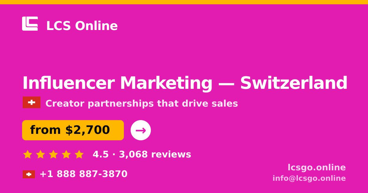 Influencer Marketing in Zürich — from $3,000/mo, rated 4.8/5 by 447 clients. LCS Online.