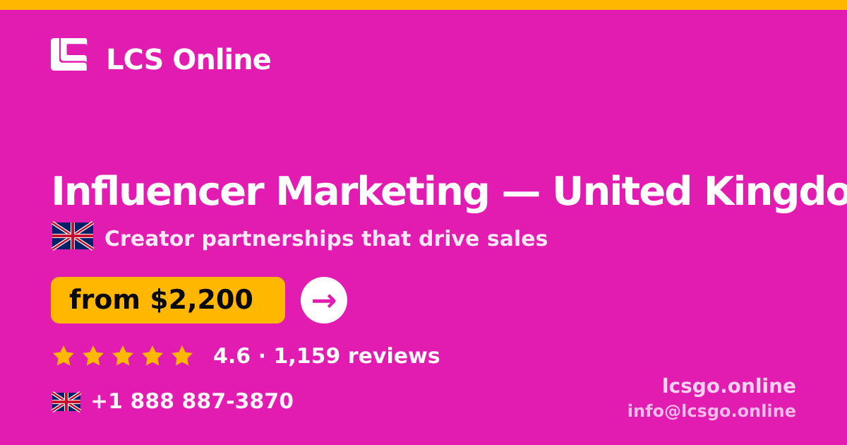 Influencer Marketing in Birmingham — from $2,500/mo, rated 5/5 by 1142 clients. LCS Online.