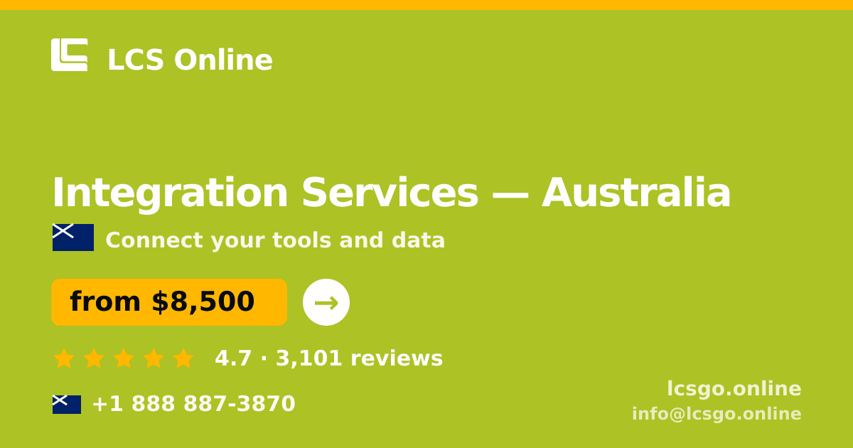 Integration Services in Australia — from $8,500, rated 4.7/5 by 3101 clients. LCS Online.