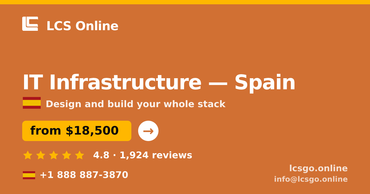 IT Infrastructure in Spain — from $18,500, rated 4.8/5 by 1924 clients. LCS Online.