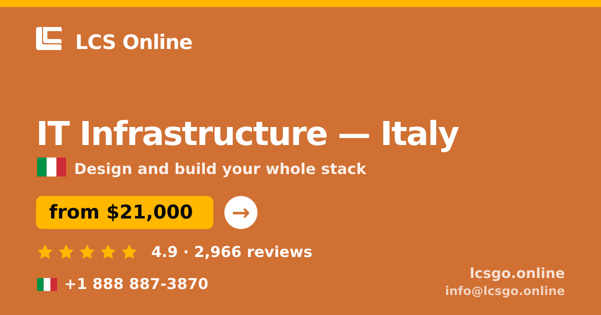 IT Infrastructure in Italy — from $21,000, rated 4.9/5 by 2966 clients. LCS Online.
