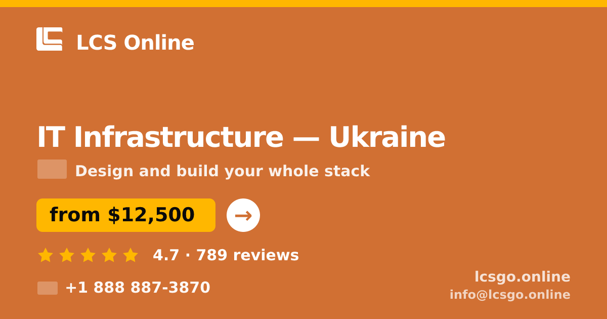 IT Infrastructure in Ukraine — from $12,500, rated 4.7/5 by 789 clients. LCS Online.