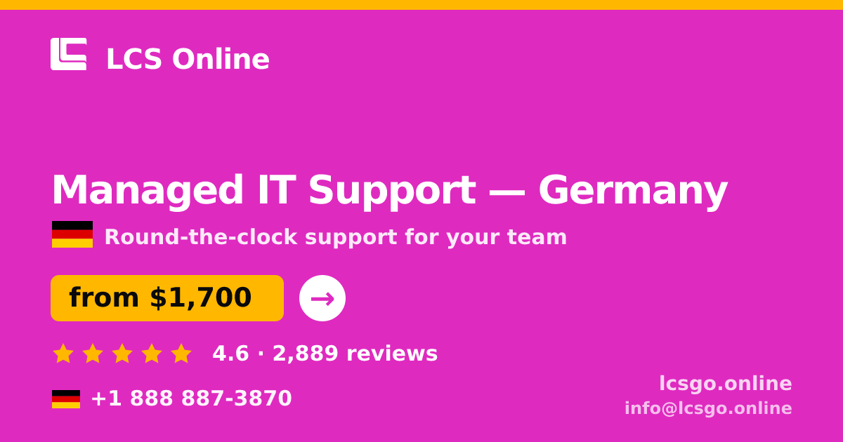 Managed IT Support in Cologne — from $1,700/mo, rated 4.8/5 by 463 clients. LCS Online.