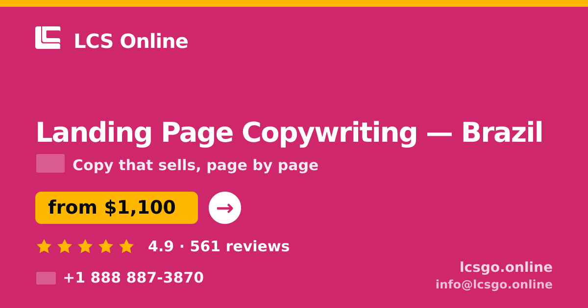 Landing Page Copywriting in Brazil — from $1,100, rated 4.9/5 by 561 clients. LCS Online.